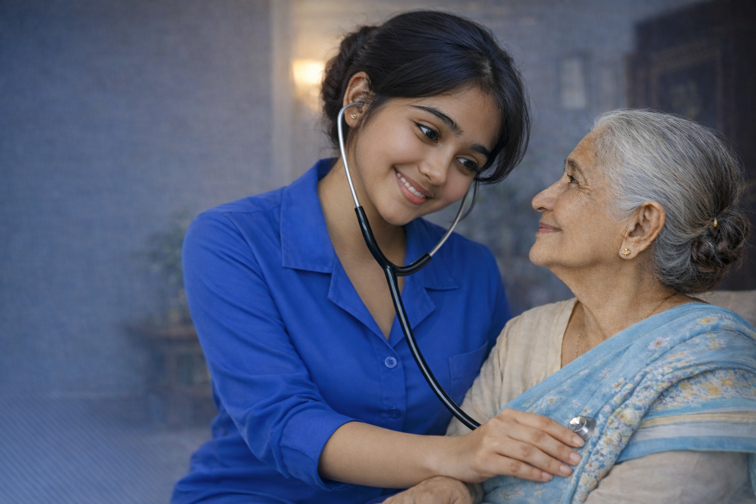 Prisha Home Care professional supporting a patient at home